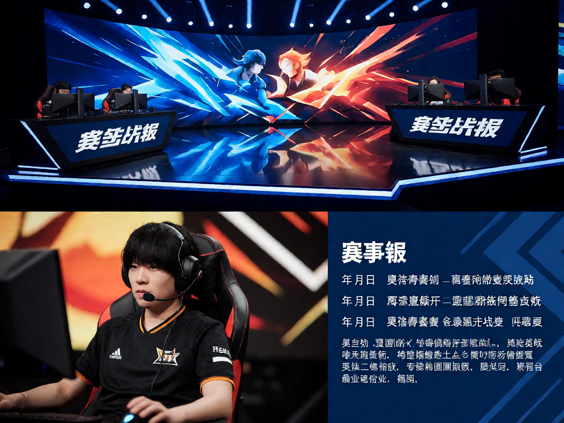 电竞比赛现场，选手在舞台上进行激烈对决
